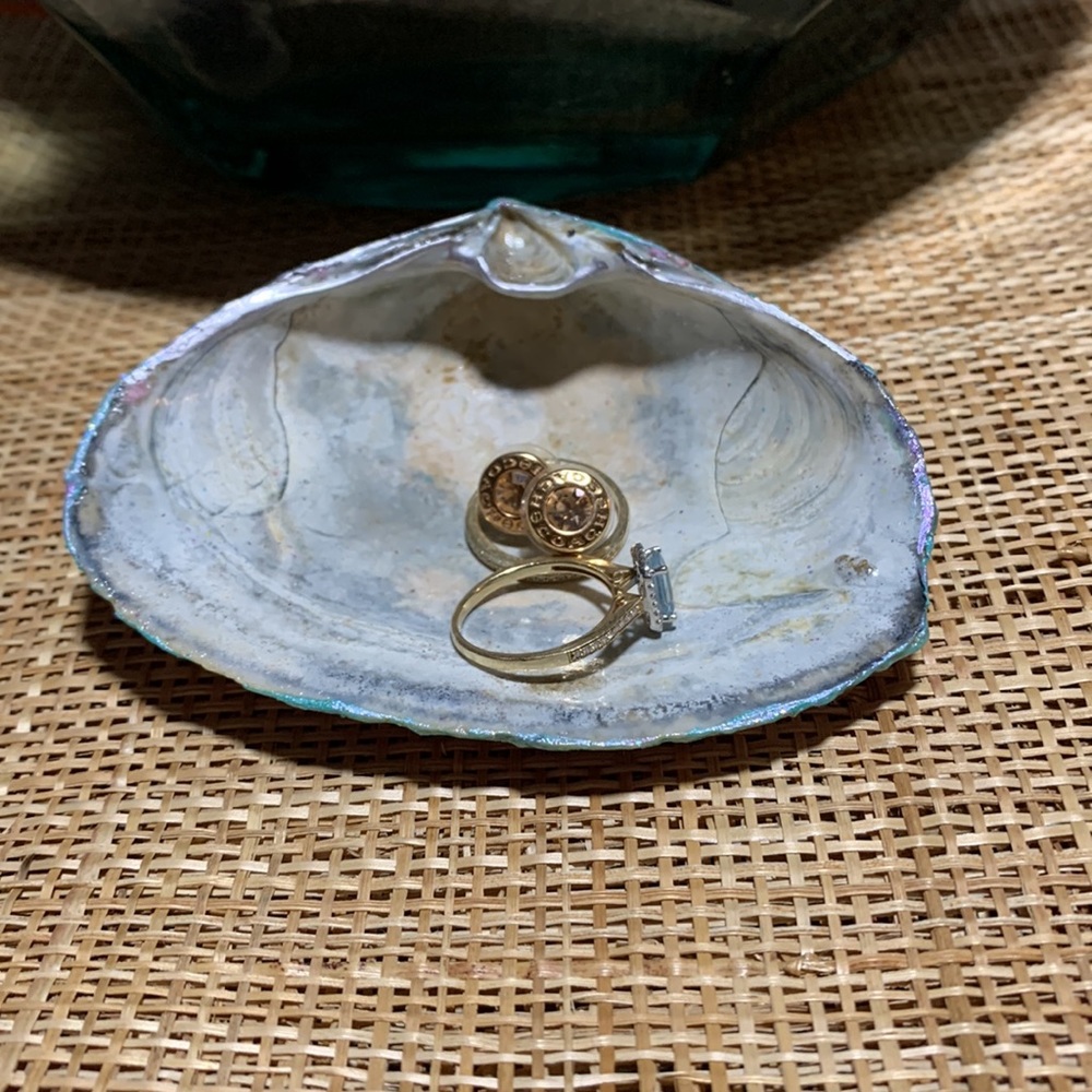 Decoupage Shell - Mermaid Tail Accent Piece & Trinket Dish